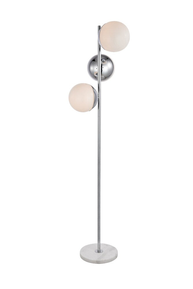 Elegant Furniture & Lighting - Eclipse 3 Lights Chrome Floor Lamp With Frosted White Glass - LD6160C veiw 1