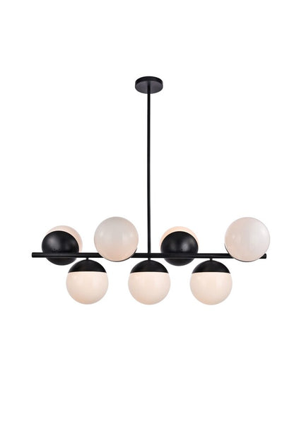 Elegant Furniture & Lighting - Eclipse 7 Lights Black Pendant With Frosted White Glass - LD6134BK view 1