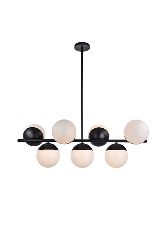 Elegant Furniture & Lighting - Eclipse 7 Lights Black Pendant With Frosted White Glass - LD6134BK view 1