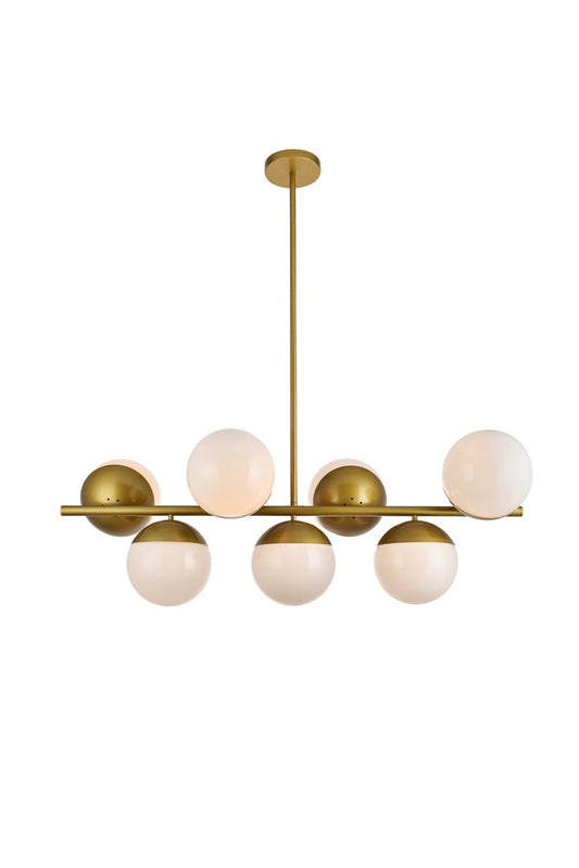 Elegant Furniture & Lighting - Eclipse 7 Lights Brass Pendant With Frosted White Glass - LD6138BR veiw 1