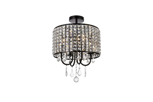 Elegant Furniture & Lighting - Elise 14 inch flush mount in black - LD712F14BK veiw 1