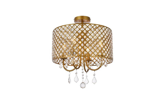 Elegant Furniture & Lighting - Elise 17 inch flush mount in brass - LD710F17BR veiw 1