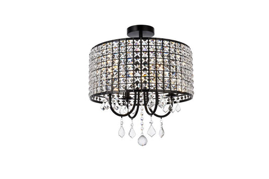 Elegant Furniture & Lighting - Elise 17 inch flush mount in black - LD712F17BK veiw 1