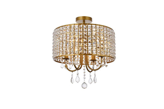 Elegant Furniture & Lighting - Elise 17 inch flush mount in brass - LD712F17BR veiw 1