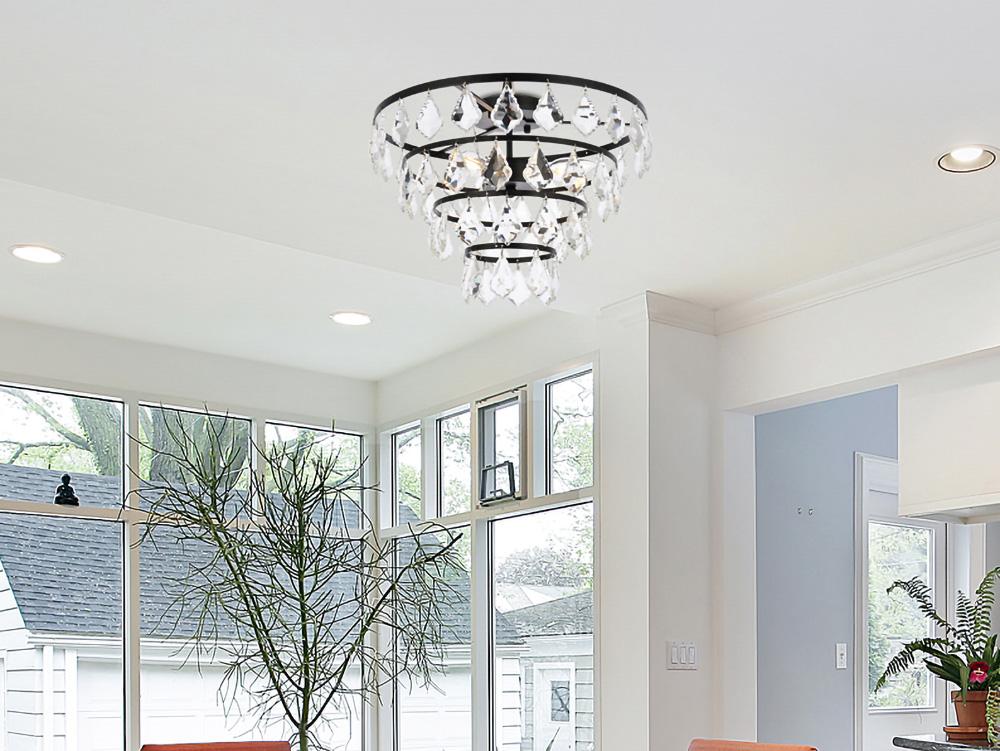 Elegant Furniture & Lighting - Ella 16 inch flush mount in black - 1101F16BK veiw 1