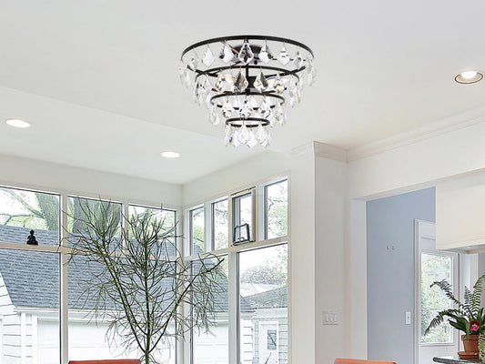 Elegant Furniture & Lighting - Ella 16 inch flush mount in black - 1101F16BK veiw 1