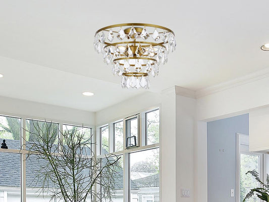 Elegant Furniture & Lighting - Ella 16 inch flush mount in brass - 1101F16BR veiw 1