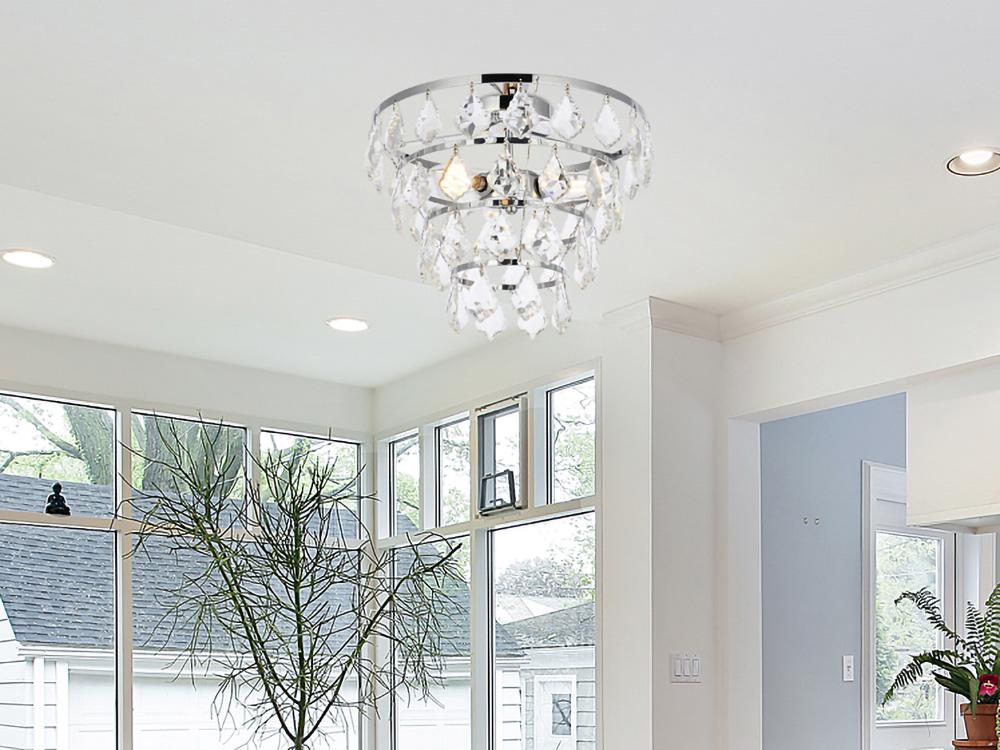 Elegant Furniture & Lighting - Ella 16 inch flush mount in chrome - 1101F16C veiw 1