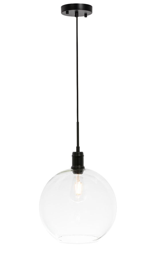 Elegant Furniture & Lighting - Emett 1 light Black and Clear glass pendant - LD6207BK veiw 1