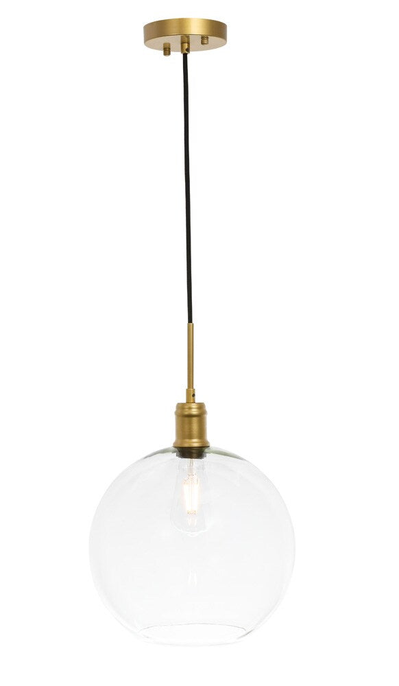 Elegant Furniture & Lighting - Emett 1 light Brass and Clear glass pendant - LD6209BR veiw 1