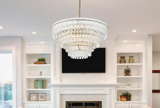 Elegant Furniture & Lighting - Emilia 31 inch Pendant Light in Satin Gold - 1780D31SG veiw 2