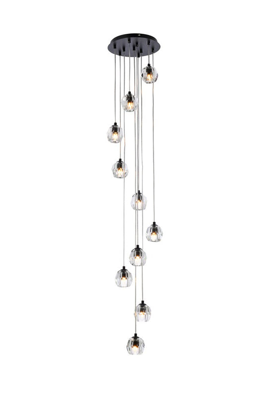 Elegant Furniture & Lighting - Eren 10 lights black pendant - 3505G11BK veiw 1