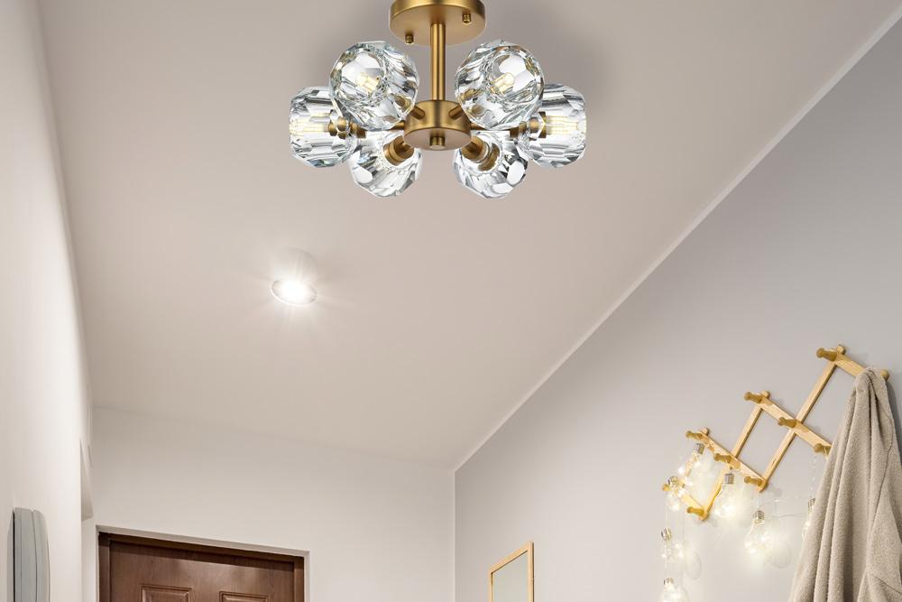 Elegant Furniture & Lighting - Eren 14 inch Flush Mount in Satin Gold - 3505F14SG veiw 2