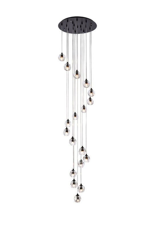 Elegant Furniture & Lighting - Eren 18 lights Black pendant - 3505D20BK veiw 1