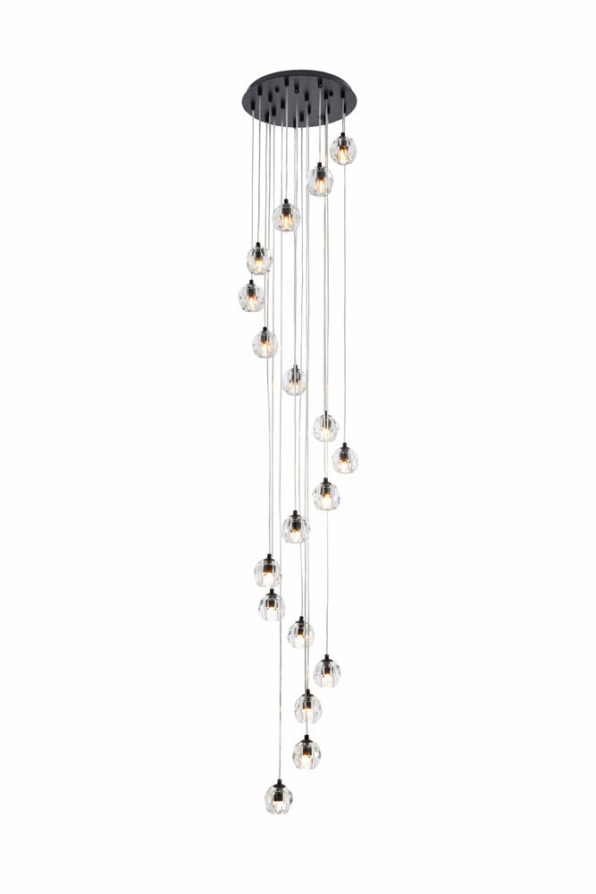 Elegant Furniture & Lighting - Eren 18 lights Black pendant - 3505G15BK veiw 1