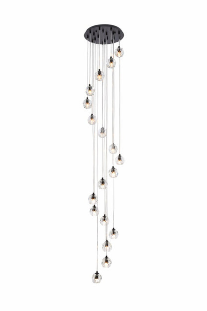 Elegant Furniture & Lighting - Eren 18 lights Black pendant - 3505G15BK veiw 1