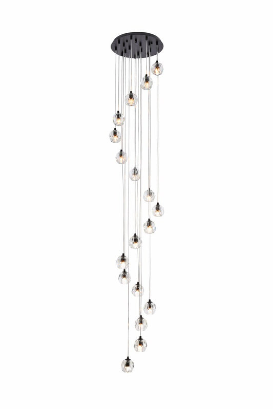 Elegant Furniture & Lighting - Eren 18 lights Black pendant - 3505G15BK veiw 1