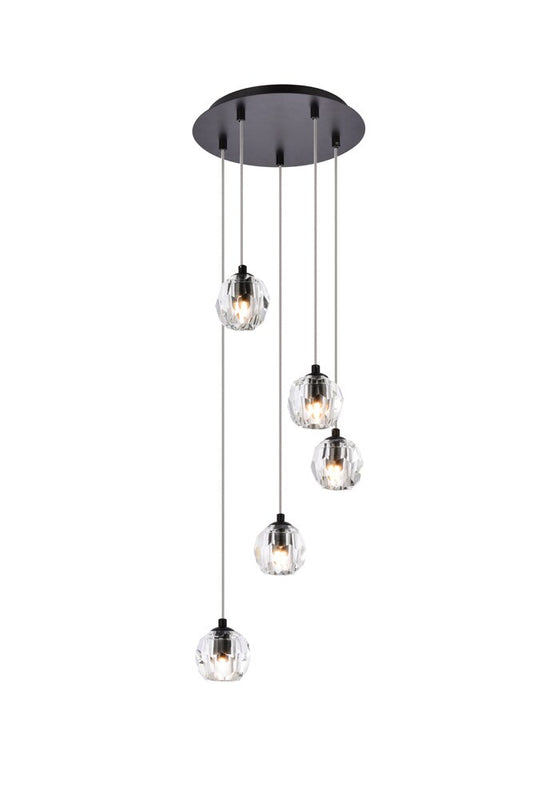 Elegant Furniture & Lighting - Eren 5 lights Black pendant - 3505G12BK veiw 1