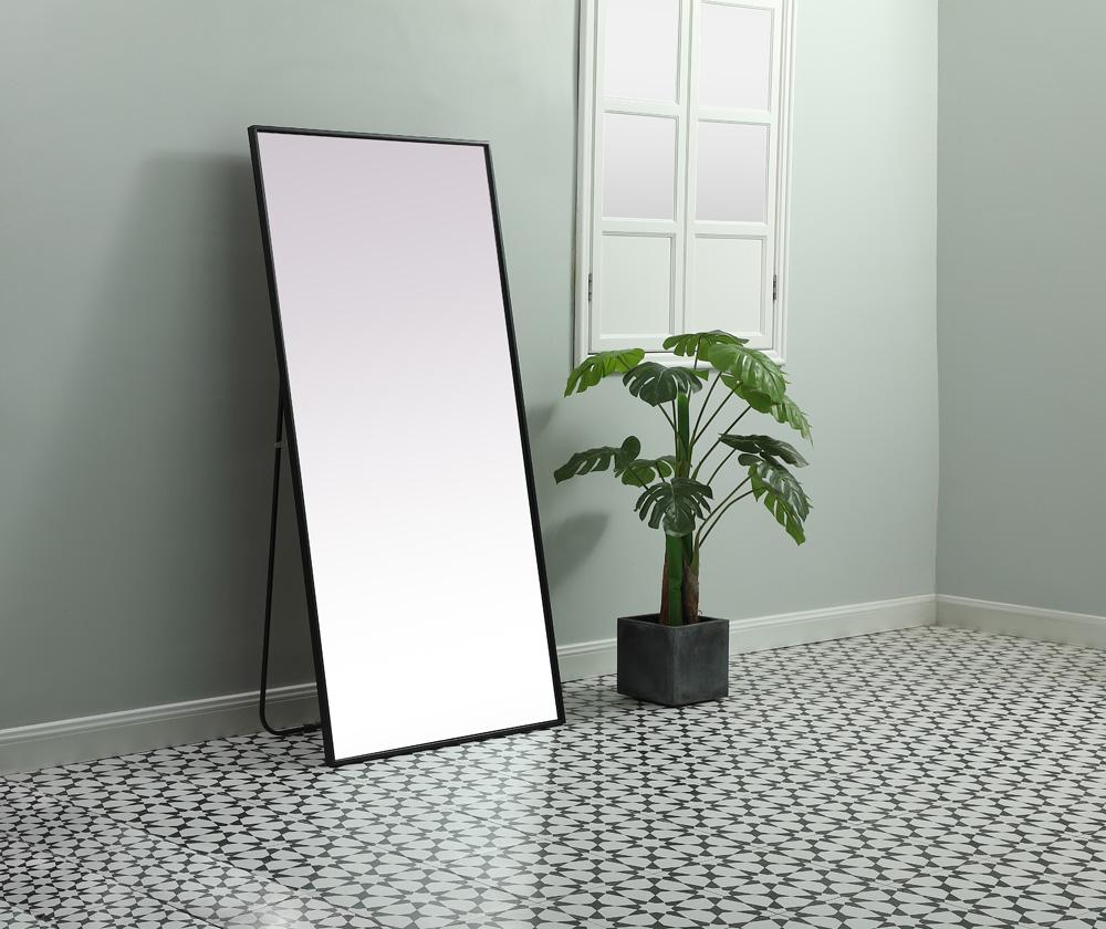 Elegant Furniture & Lighting - Eternity Metal Frame Rectangle Full Length Mirror 30x60 Inch in Black - MR4FL3060BK veiw 3