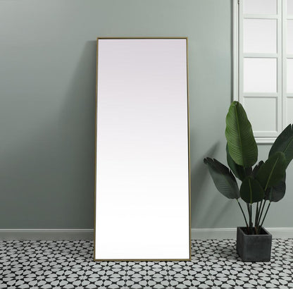 Elegant Furniture & Lighting - Eternity Metal Frame Rectangle Full Length Mirror 30x72 Inch in Brass - MR4FL3072BR veiw 2