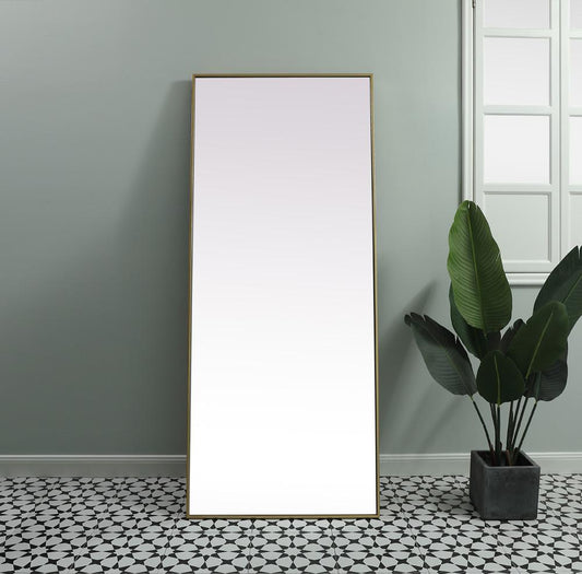 Elegant Furniture & Lighting - Eternity Metal Frame Rectangle Full Length Mirror 30x72 Inch in Brass - MR4FL3072BR veiw 2