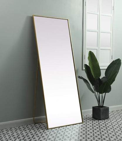 Elegant Furniture & Lighting - Eternity Metal Frame Rectangle Full Length Mirror 30x72 Inch in Brass - MR4FL3072BR veiw 3