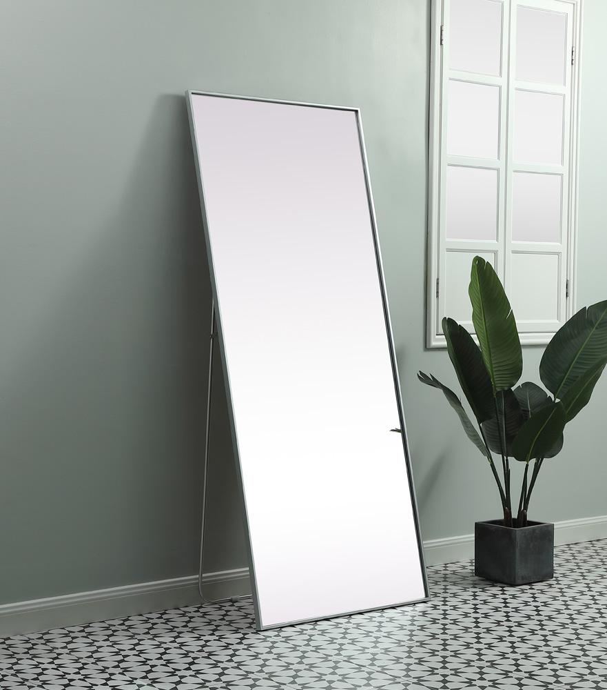 Elegant Furniture & Lighting - Eternity Metal Frame Rectangle Full Length Mirror 30x72 Inch in Silver - MR4FL3072S veiw 3