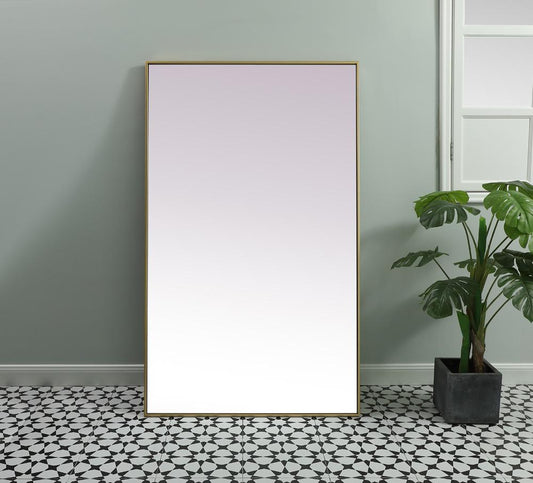 Elegant Furniture & Lighting - Eternity Metal Frame Rectangle Full Length Mirror 36x60 Inch in Brass - MR4FL3660BR veiw 2