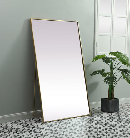 Elegant Furniture & Lighting - Eternity Metal Frame Rectangle Full Length Mirror 36x60 Inch in Brass - MR4FL3660BR veiw 3