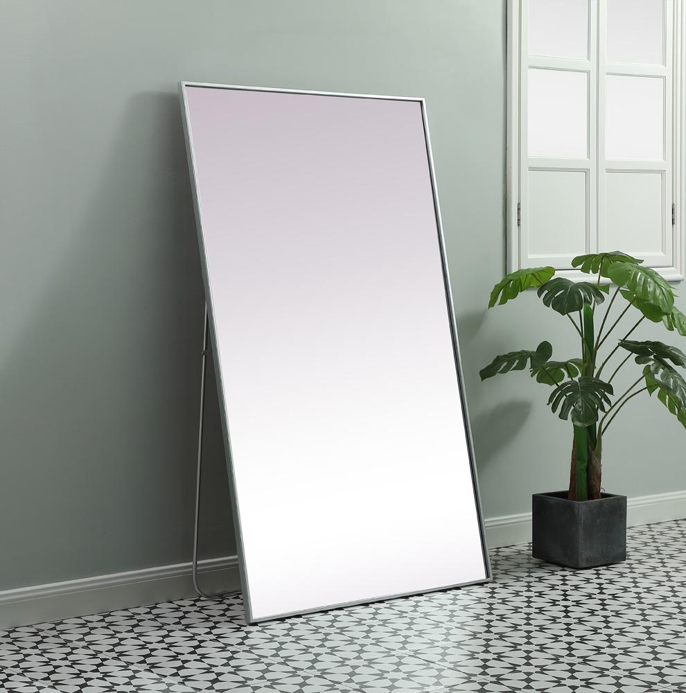 Elegant Furniture & Lighting - Eternity Metal Frame Rectangle Full Length Mirror 36x60 Inch in Silver - MR4FL3660S veiw 3