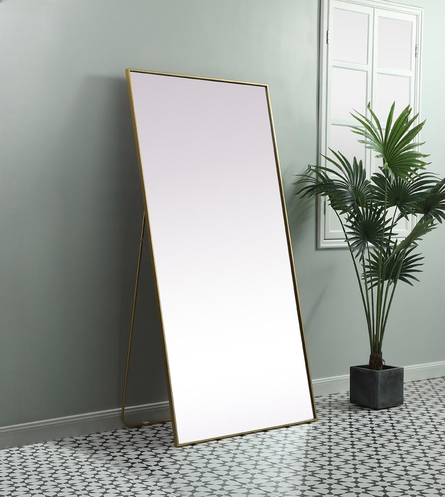 Elegant Furniture & Lighting - Eternity Metal Frame Rectangle Full Length Mirror 36x72 Inch in Brass - MR4FL3672BR veiw 3