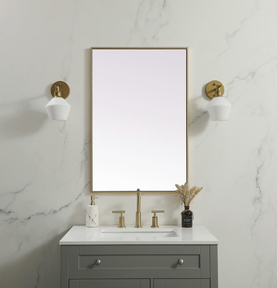 Elegant Furniture & Lighting - Eternity Metal Frame Rectangle Mirror 24x36 Inch in Brass - MR42436BR veiw 2