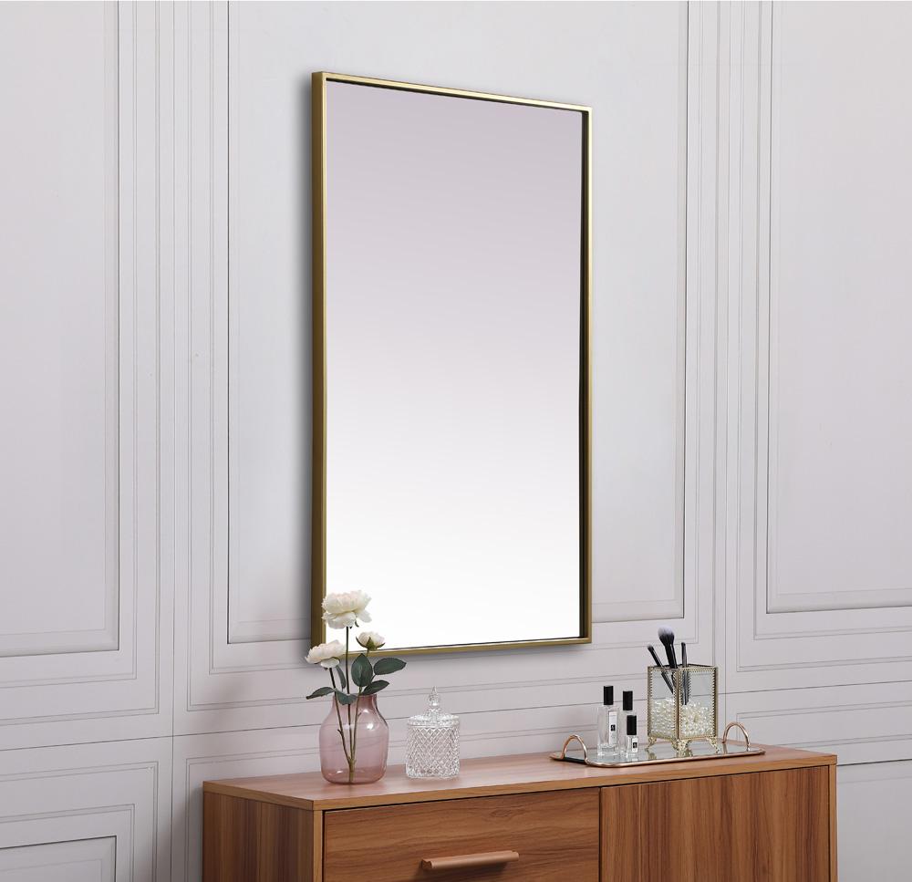 Elegant Furniture & Lighting - Eternity Metal Frame Rectangle Mirror 24x36 Inch in Brass - MR42436BR veiw 5