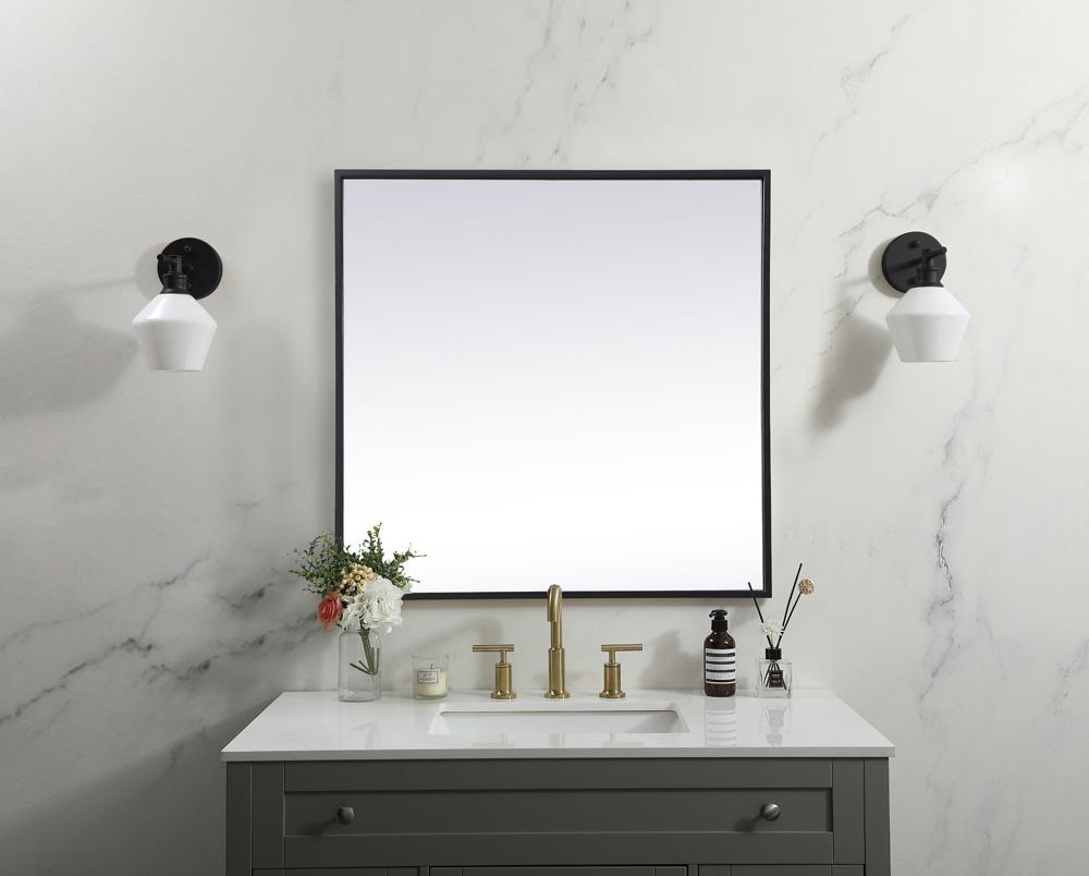 Elegant Furniture & Lighting - Eternity Metal Frame Square Mirror 24 inch in Black - MR42424BK veiw 2