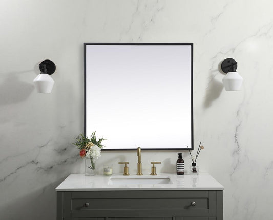 Elegant Furniture & Lighting - Eternity Metal Frame Square Mirror 24 inch in Black - MR42424BK veiw 2