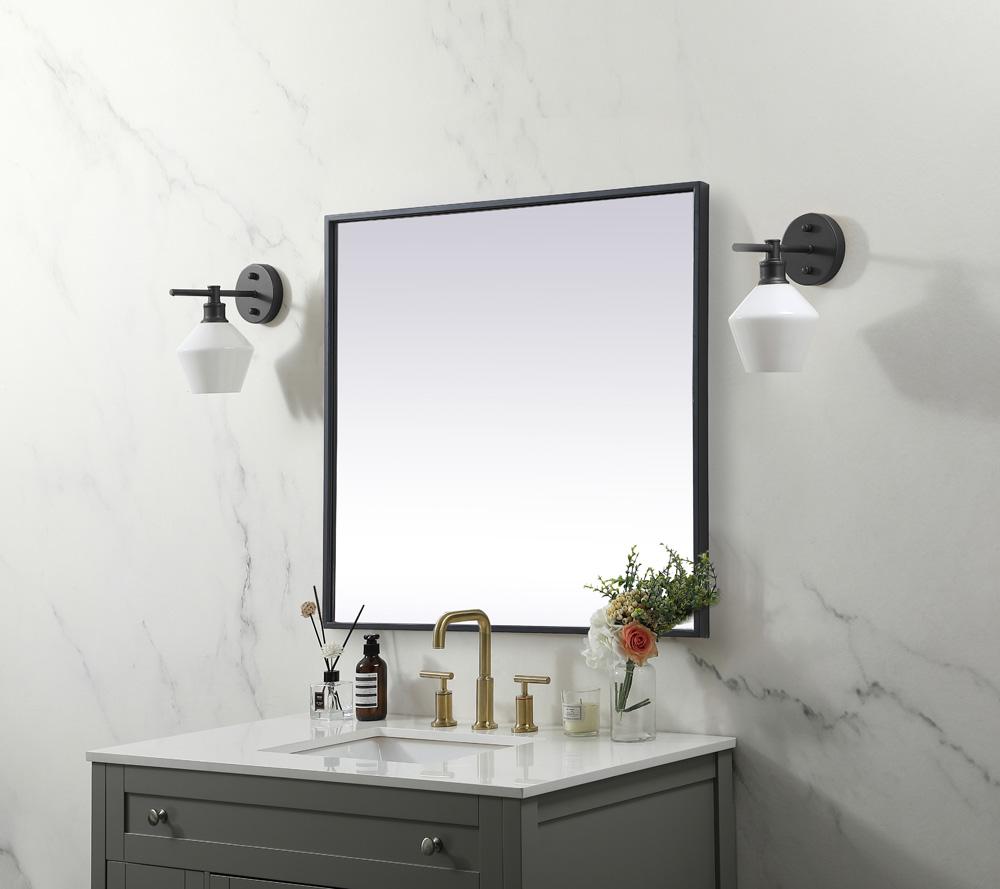 Elegant Furniture & Lighting - Eternity Metal Frame Square Mirror 24 inch in Black - MR42424BK veiw 3
