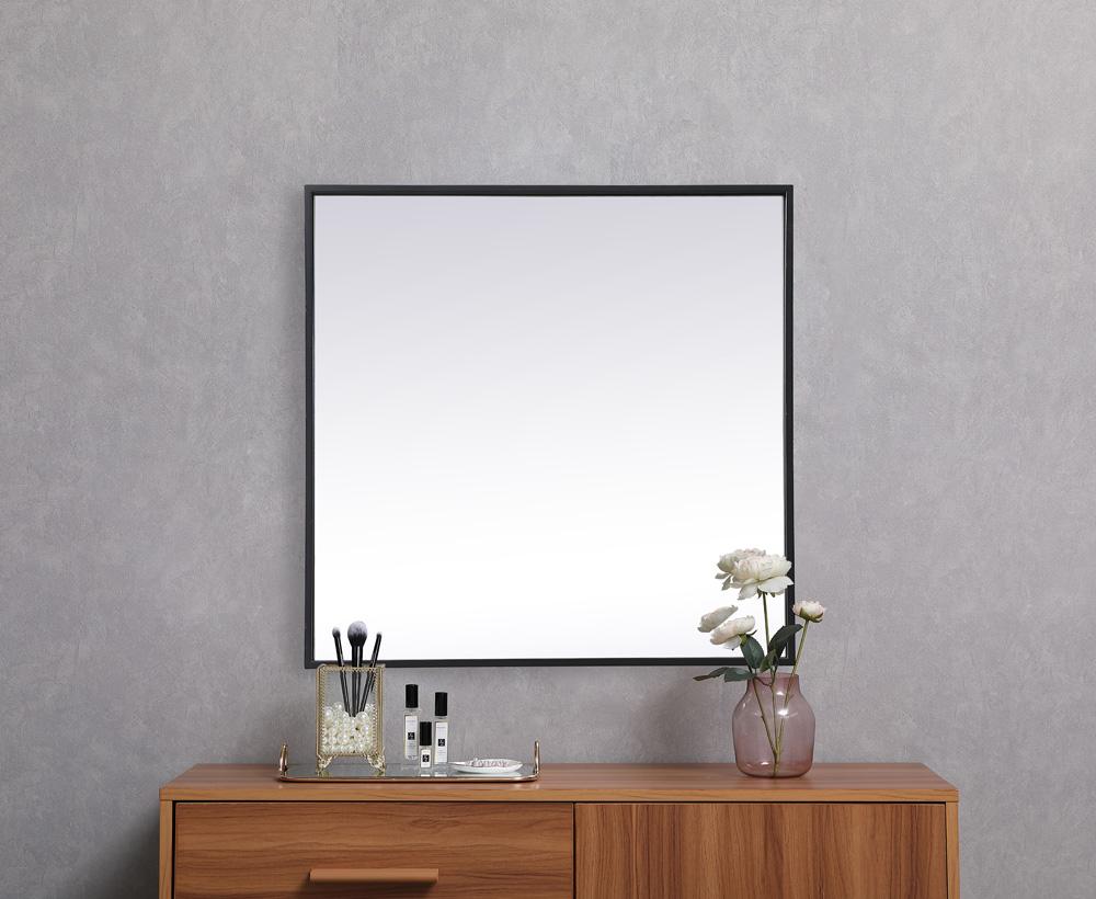 Elegant Furniture & Lighting - Eternity Metal Frame Square Mirror 24 inch in Black - MR42424BK veiw 4