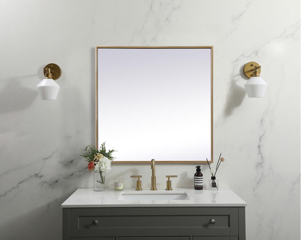 Elegant Furniture & Lighting - Eternity Metal Frame Square Mirror 24 inch in Brass - MR42424BR veiw 2