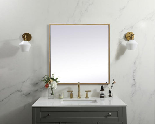 Elegant Furniture & Lighting - Eternity Metal Frame Square Mirror 24 inch in Brass - MR42424BR veiw 2