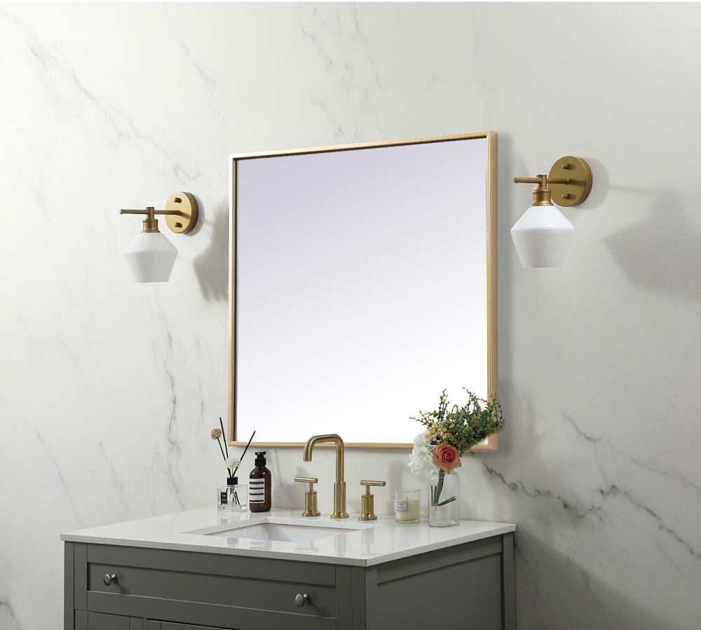 Elegant Furniture & Lighting - Eternity Metal Frame Square Mirror 24 inch in Brass - MR42424BR veiw 3