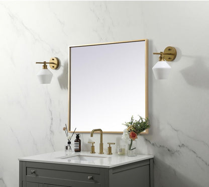 Elegant Furniture & Lighting - Eternity Metal Frame Square Mirror 24 inch in Brass - MR42424BR veiw 3