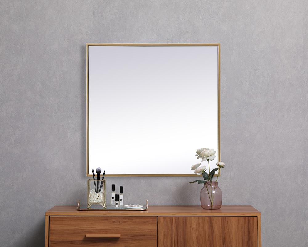 Elegant Furniture & Lighting - Eternity Metal Frame Square Mirror 24 inch in Brass - MR42424BR veiw 4