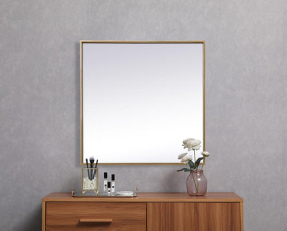 Elegant Furniture & Lighting - Eternity Metal Frame Square Mirror 24 inch in Brass - MR42424BR veiw 4