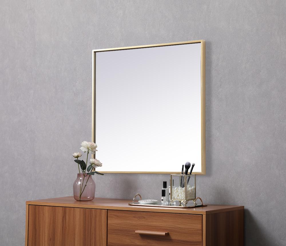 Elegant Furniture & Lighting - Eternity Metal Frame Square Mirror 24 inch in Brass - MR42424BR veiw 5