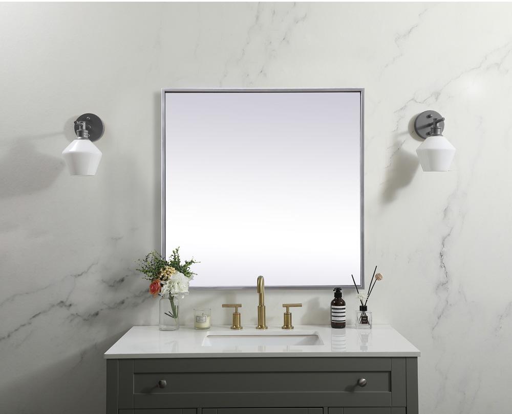 Elegant Furniture & Lighting - Eternity Metal Frame Square Mirror 24 inch in Silver - MR42424S veiw 2