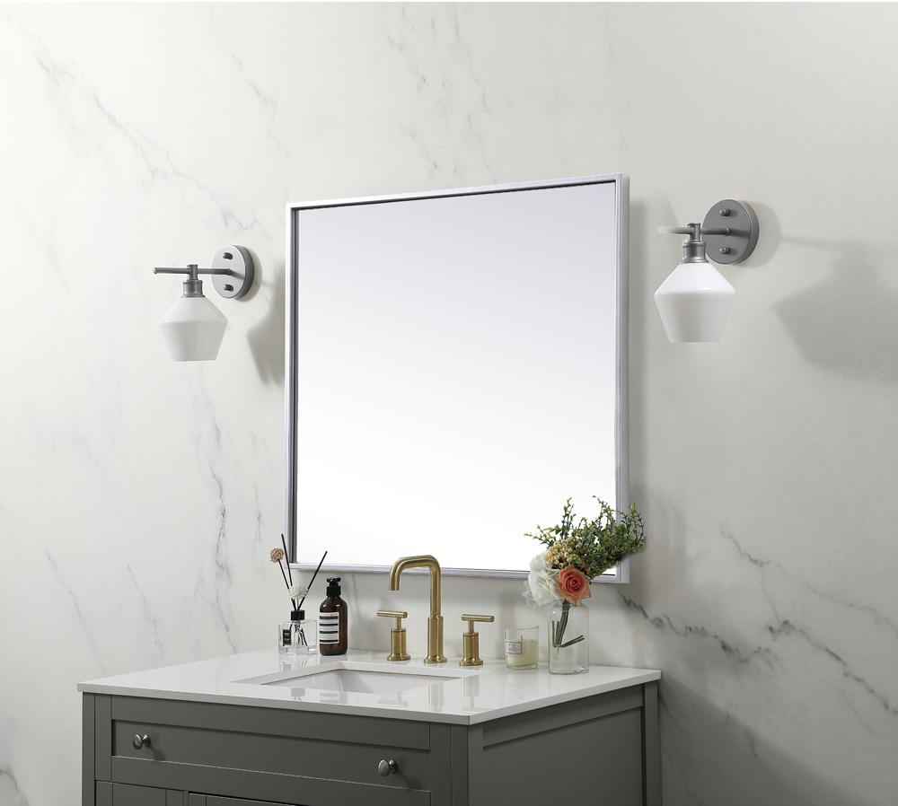 Elegant Furniture & Lighting - Eternity Metal Frame Square Mirror 24 inch in Silver - MR42424S veiw 3
