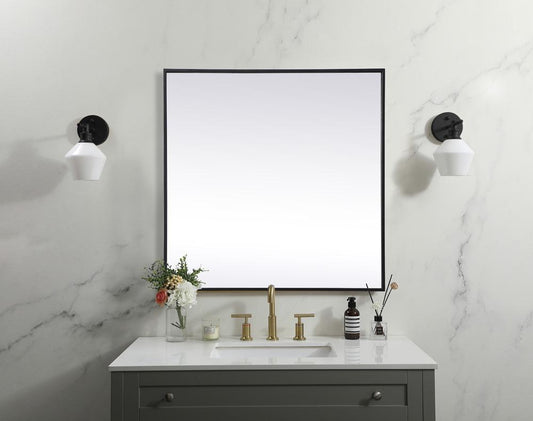 Elegant Furniture & Lighting - Eternity Metal Frame Square Mirror 30 inch in Black - MR43030BK veiw 2