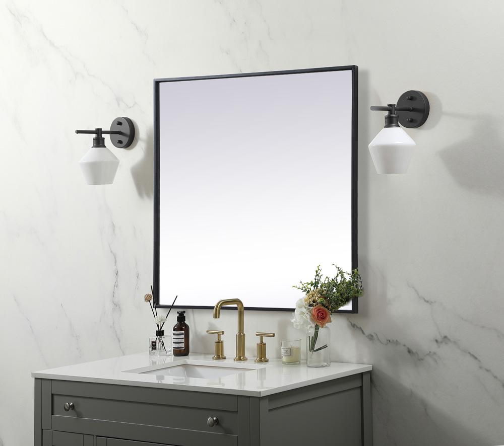 Elegant Furniture & Lighting - Eternity Metal Frame Square Mirror 30 inch in Black - MR43030BK veiw 3