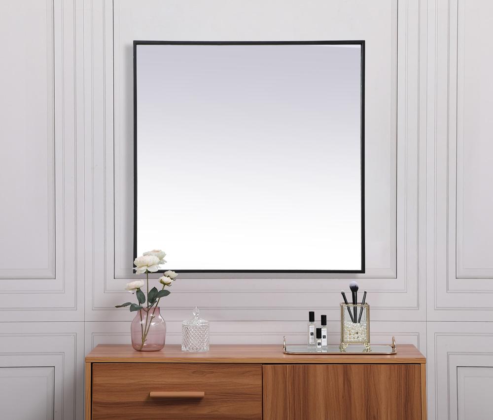 Elegant Furniture & Lighting - Eternity Metal Frame Square Mirror 30 inch in Black - MR43030BK veiw 4