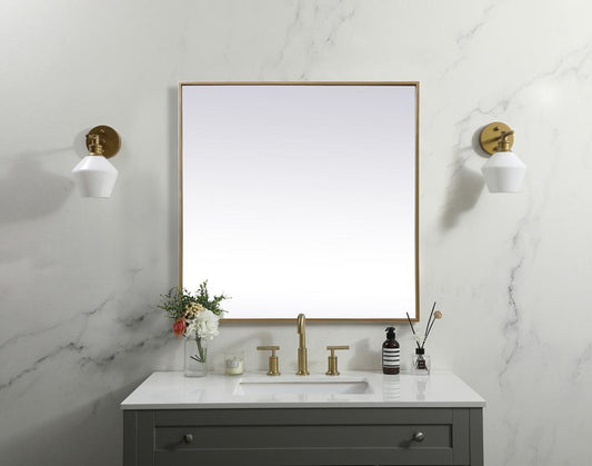 Elegant Furniture & Lighting - Eternity Metal Frame Square Mirror 30 inch in Brass - MR43030BR veiw 2